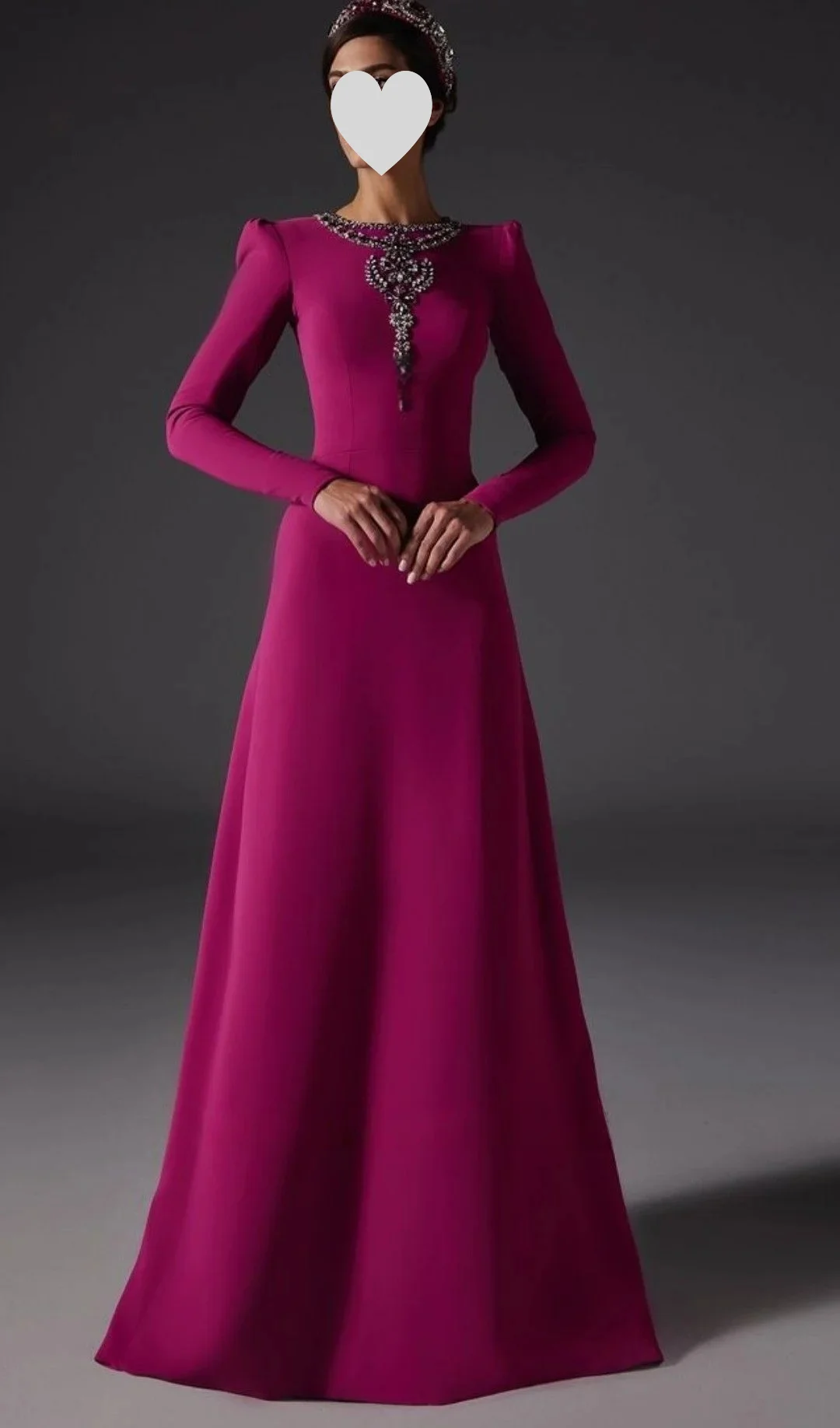 

Adore Women's Evening Gowns A-line O NeckTemperament Evening Dresses Customized elegant Long Sleeves Ruched Rhinestone Beaded