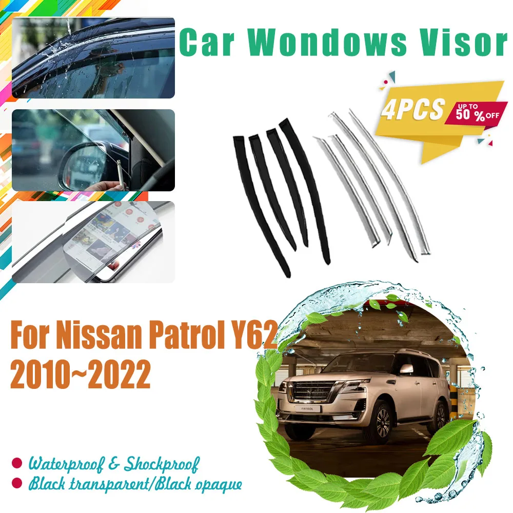 

Car Window Visors For Nissan Patrol Armada Y62 2010~2024 Waterproof Sun Rain Side Deflector Rain Guard Covers Auto Accessories