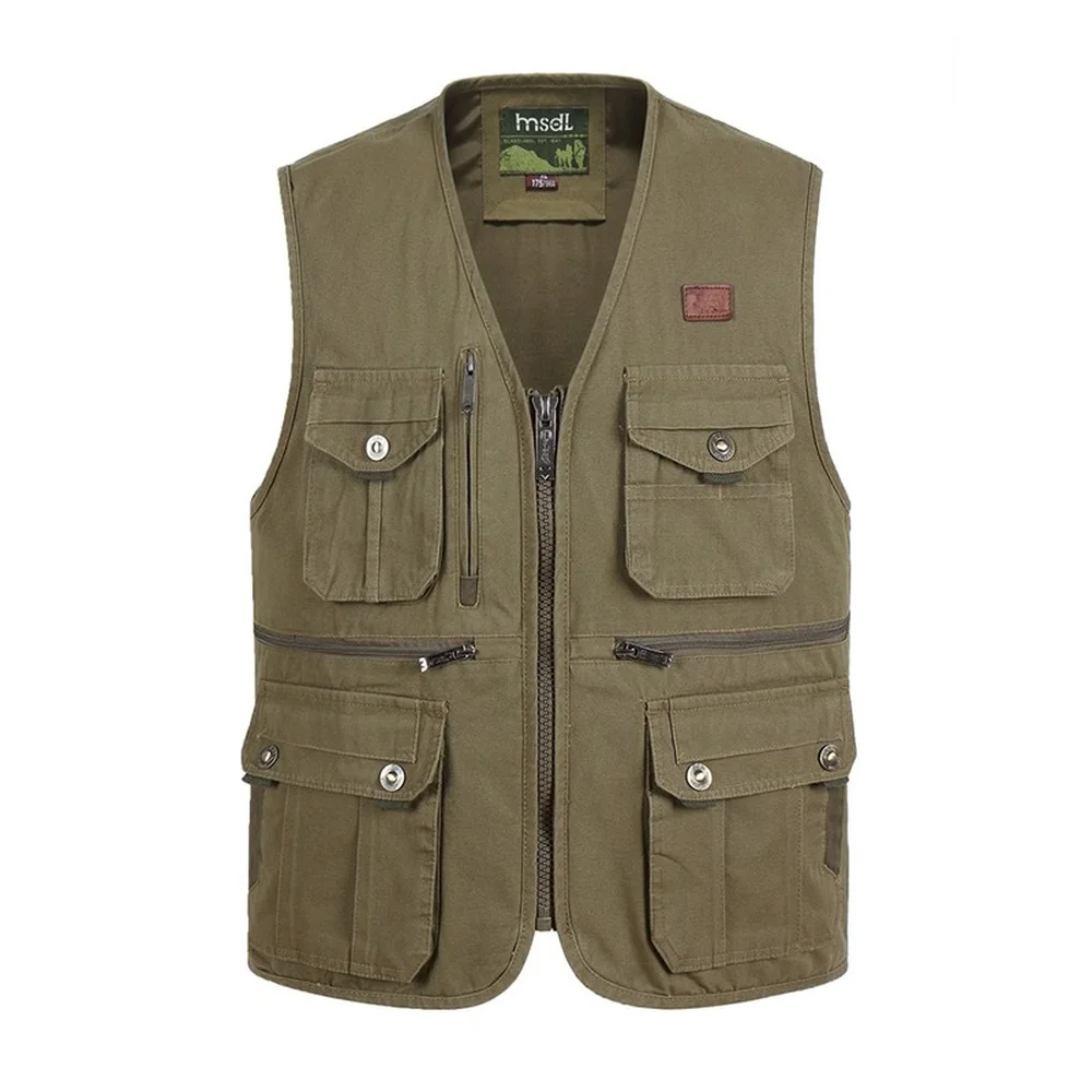 Men Summer Multi Pocket Vest Spring Autumn Casual Photographer Travel Sleeveless Jacket Tool XJ820