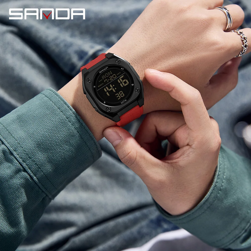 SANDA nuevo 6272 reloj Digital para estudiantes reloj despertador multifuncional reloj electrónico luz nocturna de ocio reloj impermeable para estudiantes