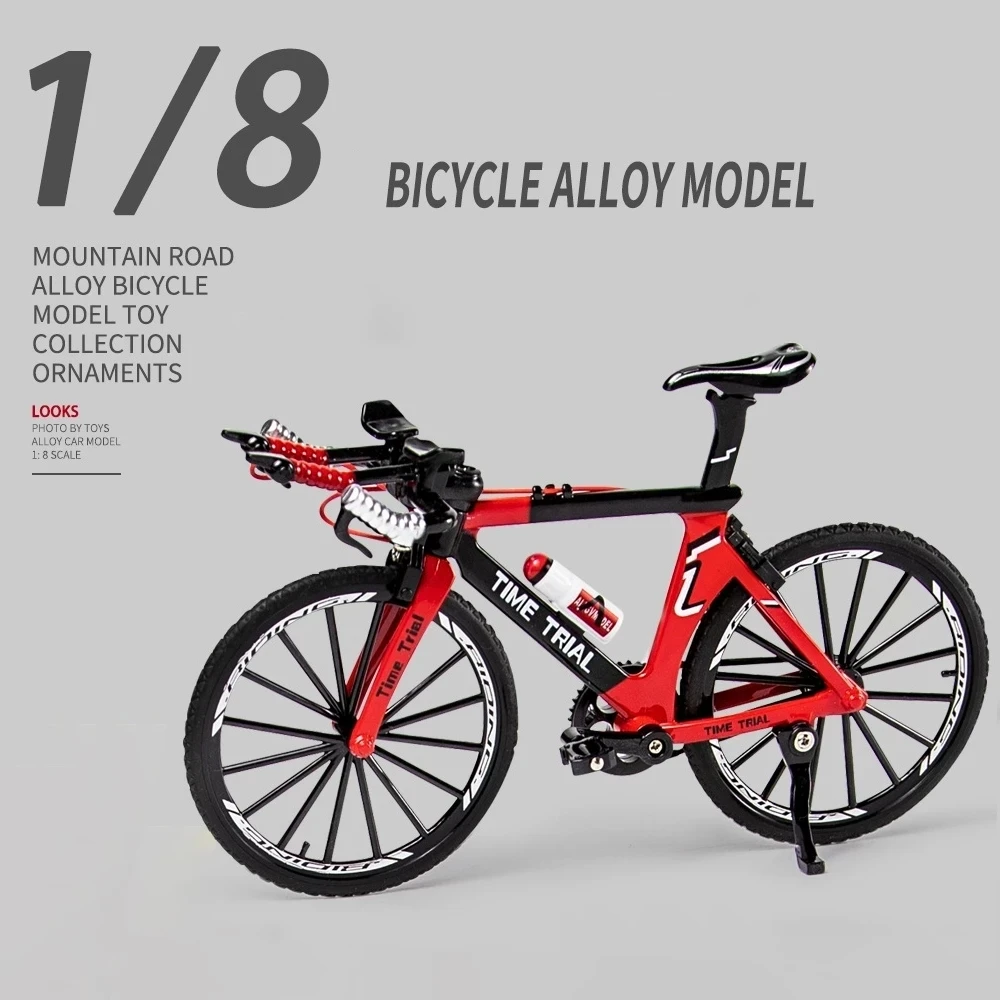 Mini 1:8 Model Alloy Bicycle Die-cast Finger Metal Bend Road Bike Simulation Collection Gifts Toys Boys