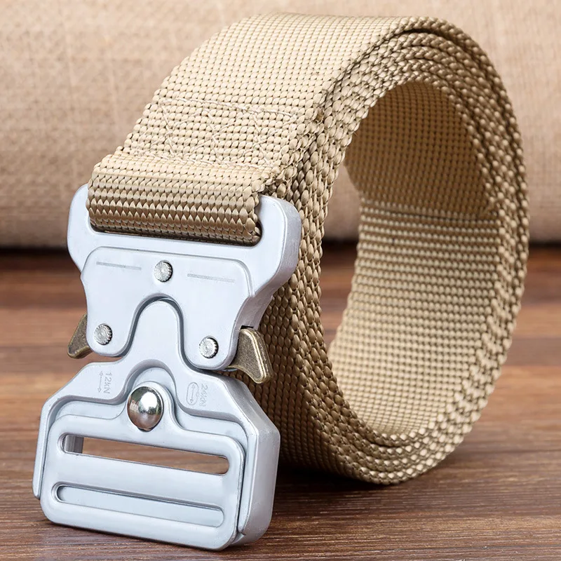 38mm Taktischer Gürtel für Herren Robuster Nylon-Hüftgürtel mit Silberschnalle Unisex Designer-Jeansgürtel für Damen – Detail 5
