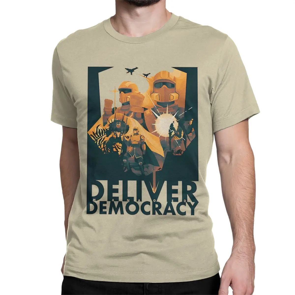 Deliver Demoracy Men Women's T Shirt Helldivers 2 Video Game Novelty Tees Short Sleeve T-Shirts Pure Cotton New Arrival Clothing