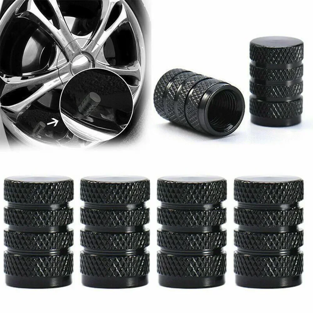 4Pcs steli della valvola del pneumatico della ruota dell'auto coperchio antipolvere dell'aria nero tappo a vite accessori per auto esterni 0.63*0.39 pollici/1.6*1cm alluminio