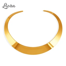 Liora Big Torques Statement Necklace Earrings For Women Stainless Steel Collar Choker Neck Female Fashion Waterproof Jewelry