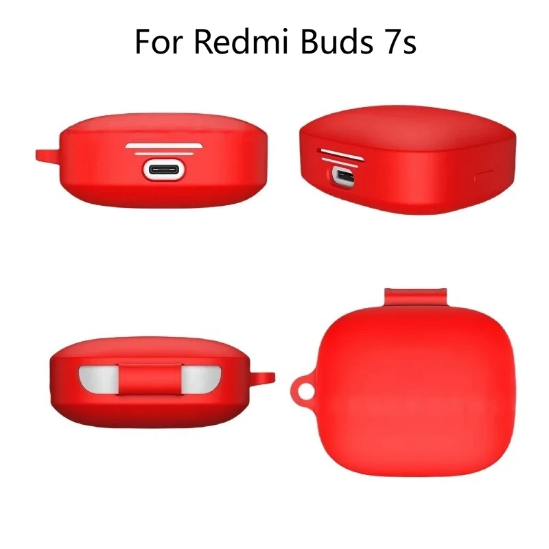 

Durable Soft Silicone Protective Case For Redmi Buds 7s Wireless Bluetooth Earphones - Shockproof Design with Convenient Hook