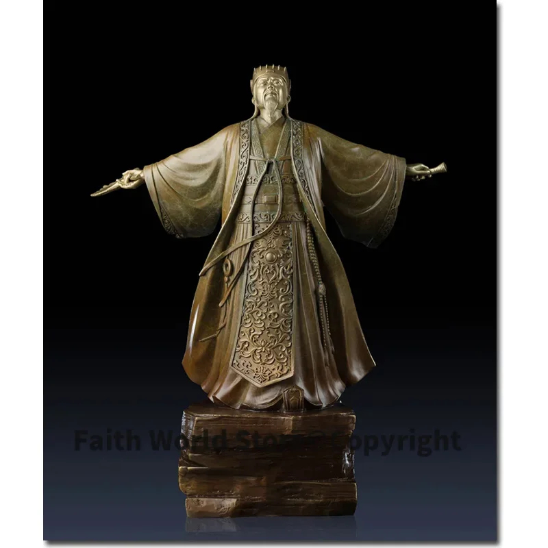 Limited Edition 50CM HOME OFFICE business Military political figures Militarist Zhu Geliang Kong Ming FENG SHUI brass statue