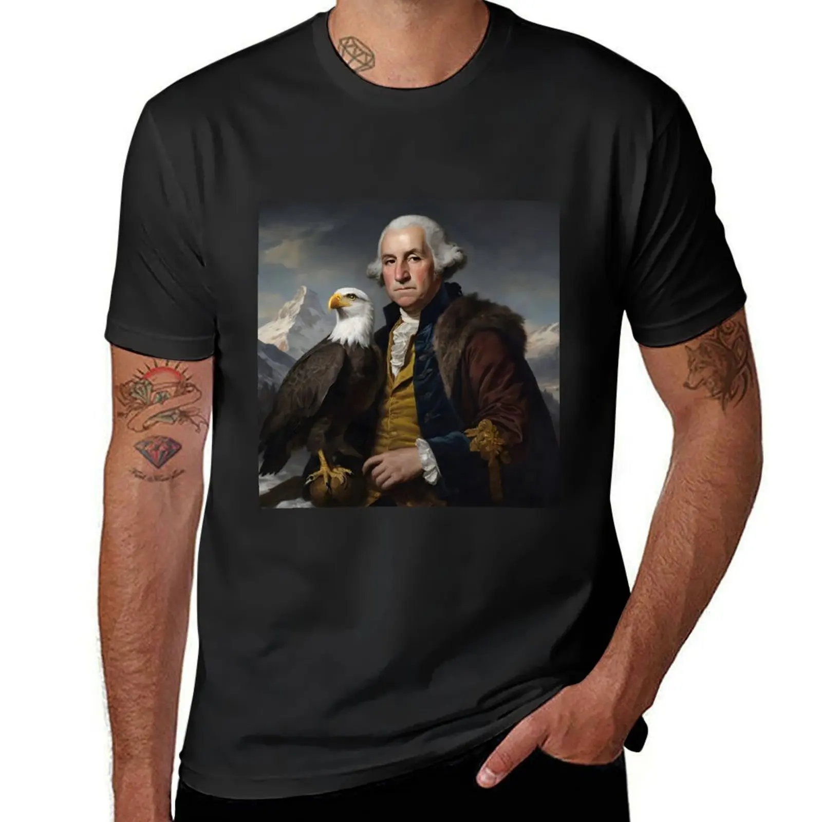 George Washington Portrait T-Shirt for a boy plus sizes cute tops Men's cotton t-shirt