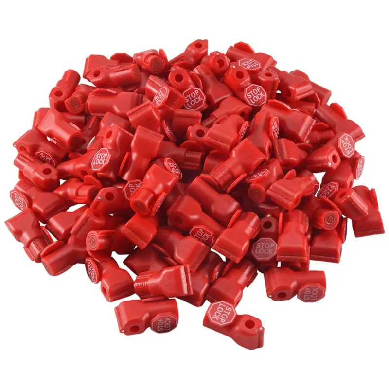 Peg Hook Lock Stop Lock 100 Pieces Plastic Red Stop Lock Lock Retail Pin Hook Safety Display Hook Lock-B61B