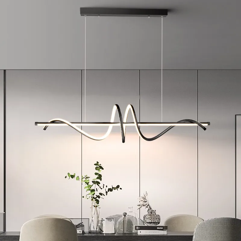 

Modern LED Chandelier Dining Room Kitchen Living Room Bedroom Ceiling Chandelier Nordic Minimalist Art Line Bar Chandelier