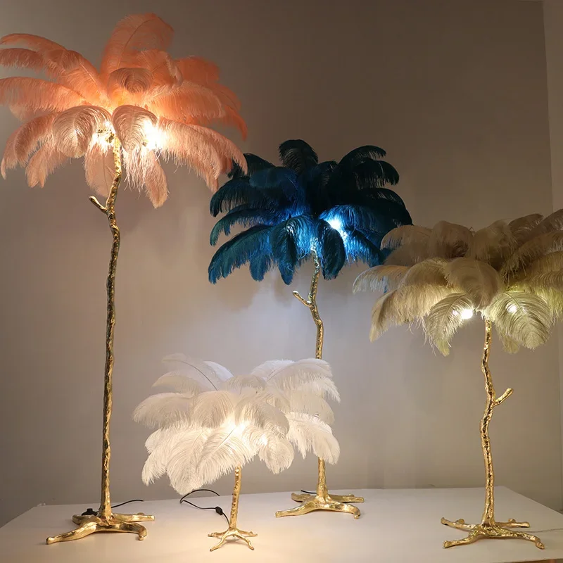 Standing Led Fancy Lighting Feather Floor Lamp for Living Room Bedroom Home Decoration