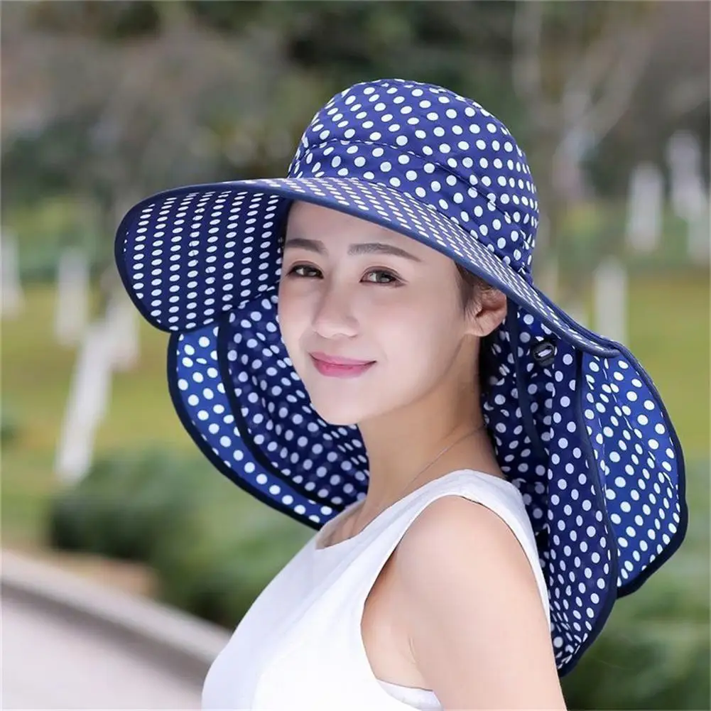 Fishing Caps Sunscreen Hat Anti-UV Windproof Outdoor Cycling Tea Picking Bucket Cap With Face Covering Shield