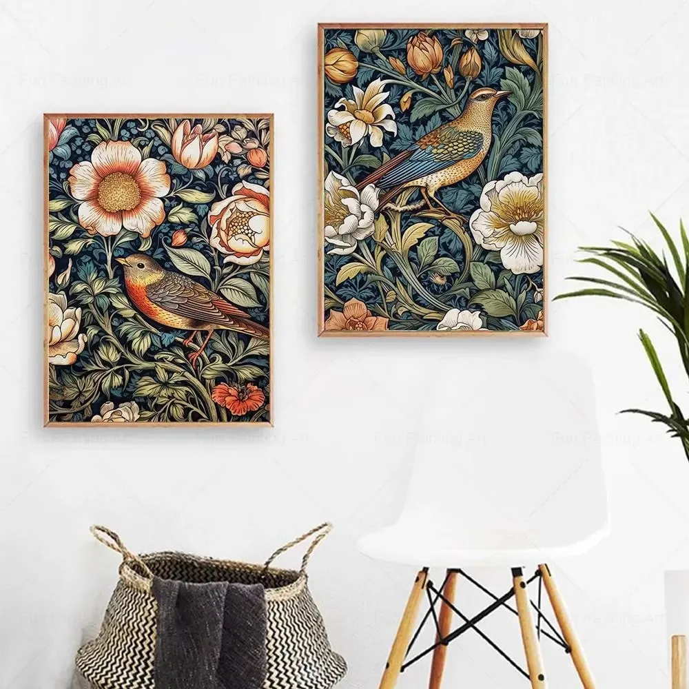 William Morris Flower Birds Poster Canvas Painting Floral Wall Art Botanical Prints Living Room Decoration Home Decor Pictures