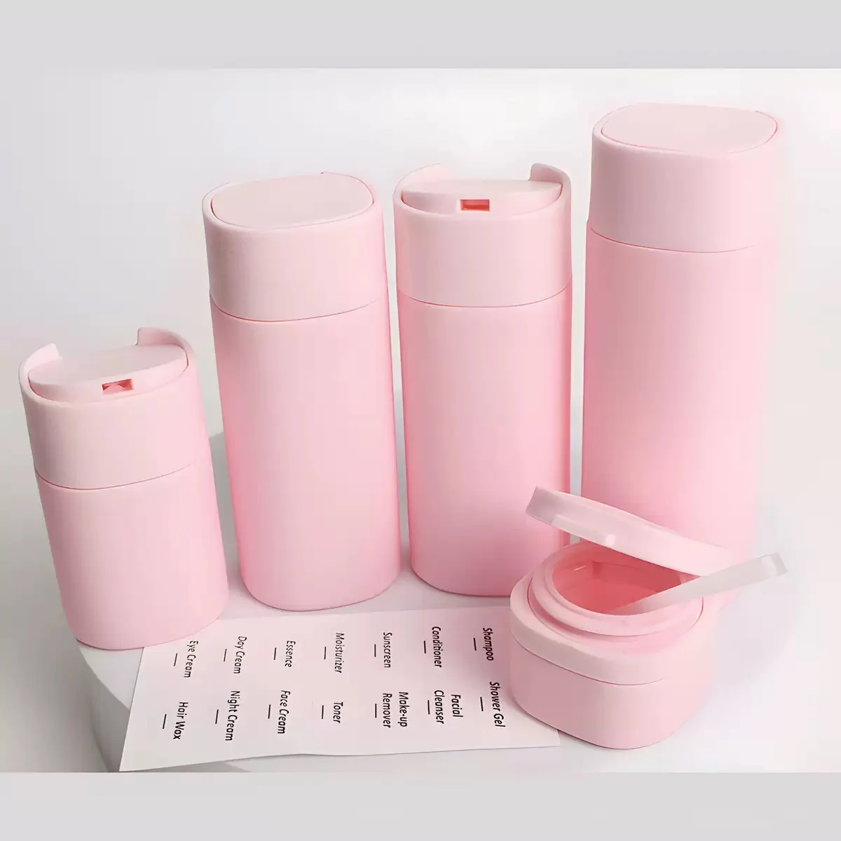 Set di bottiglie dispenser da viaggio per crema morbida al tatto portatile da 5 colori multipli per lozione, detergente, shampoo