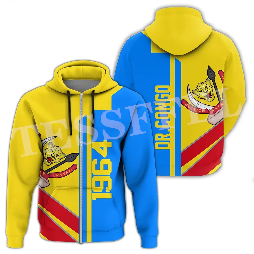 NewFashion Africa Country Congo Leopard Flag Tribel Tattoo Retro Tracksuit Harajuku 3DPrint Unisex Casual Funny Jacket Hoodies 1