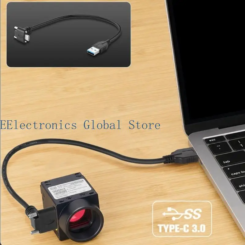 462B Camera Data Transfer Cable with USB-A, Reversible Right-Angle USB Type C and Screw-Locking Housing for Equipment Use