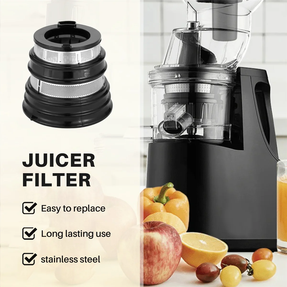 ABFKL Stainless Steel Strainer for MIUI Juicer, MIUI Juicer Accessories,Collect the Pomace