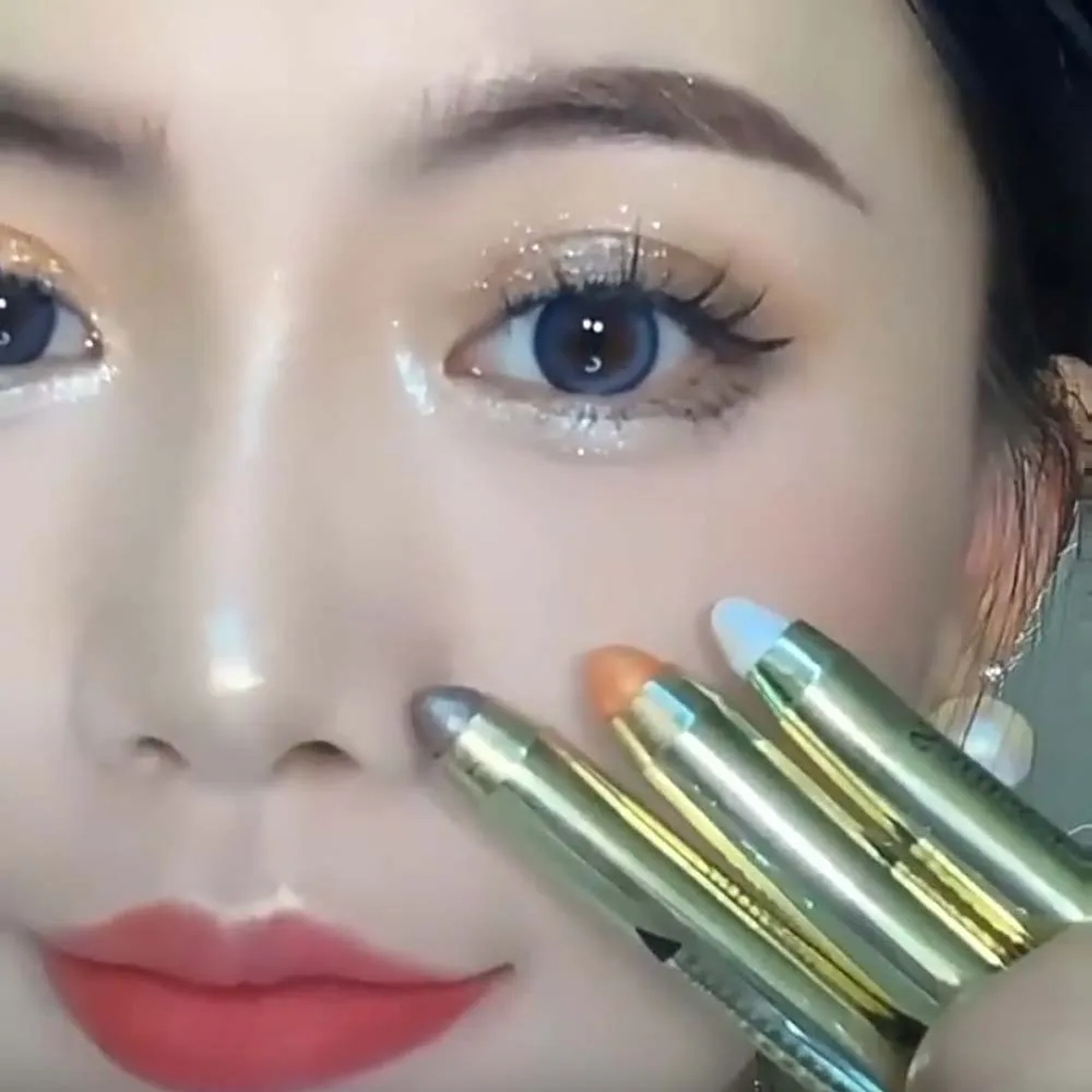 방수 글리터 아이섀도우 펜, 양면 오일 방지 아이섀도우 스틱, 번짐 방지 롱래스팅 에이지오 살 하이라이트 스틱