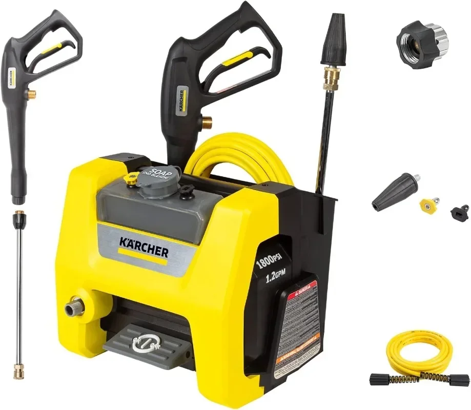 Kärcher K1800PS Cube Max 2250 PSI Electric Pressure Washer, Power Washer with 3 Nozzles for Cleaning Cars, Siding & More,1.2 GPM