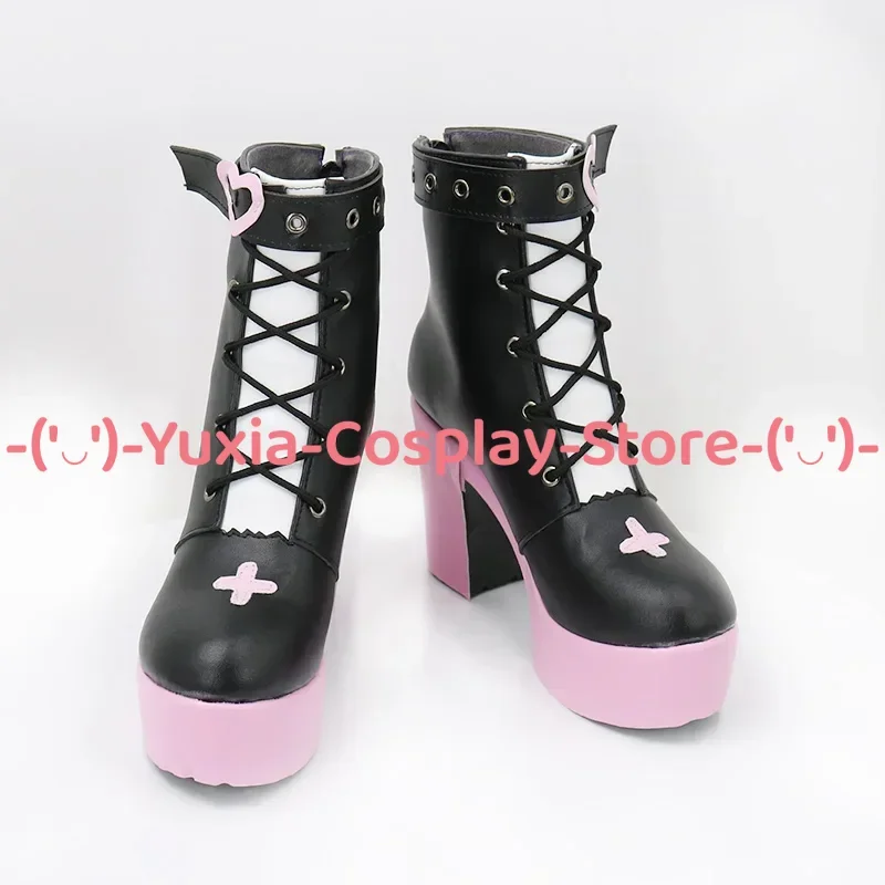 Yuxiacosplay! Buty do cosplayu VTuber Rumii, rekwizyt postaci z anime/gry, skórzane botki z PU, kostium na Halloween/karnawał/imprezę