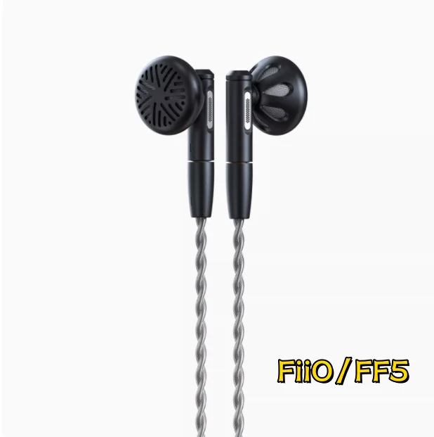 Imagem -02 - Fiio Ff5 Carbono Baseado Bobina Dinâmica Metal Cabeça Chata Fones de Ouvido Intercambiáveis Cabo de Auscultadores Hifi Tampões Mmcx