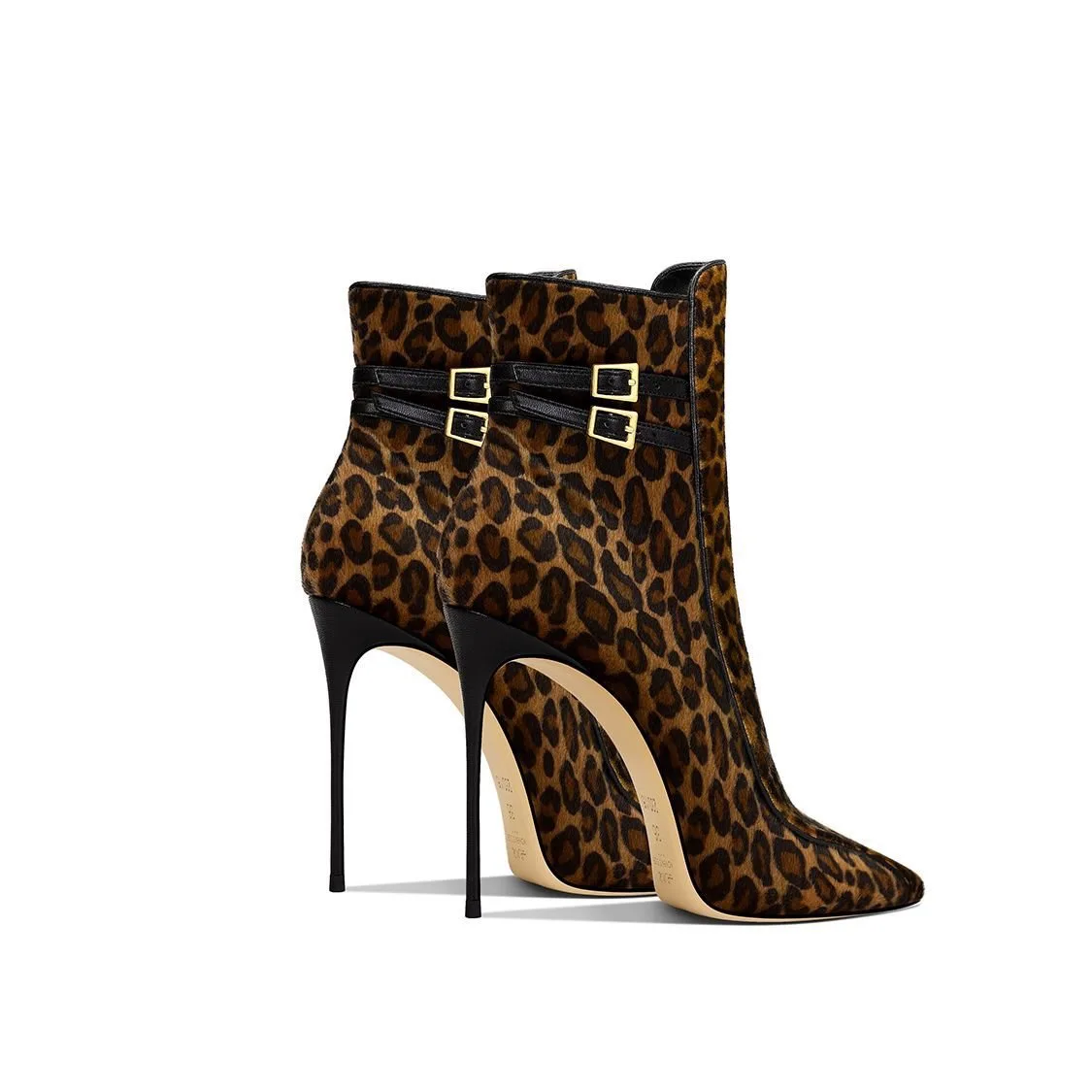 Women Ankle Boots Pointed Toe Stiletto Sexy Elegant Leopard Print Buckle Strap Side Zipper Autumn Plus Size Party Shoes F736