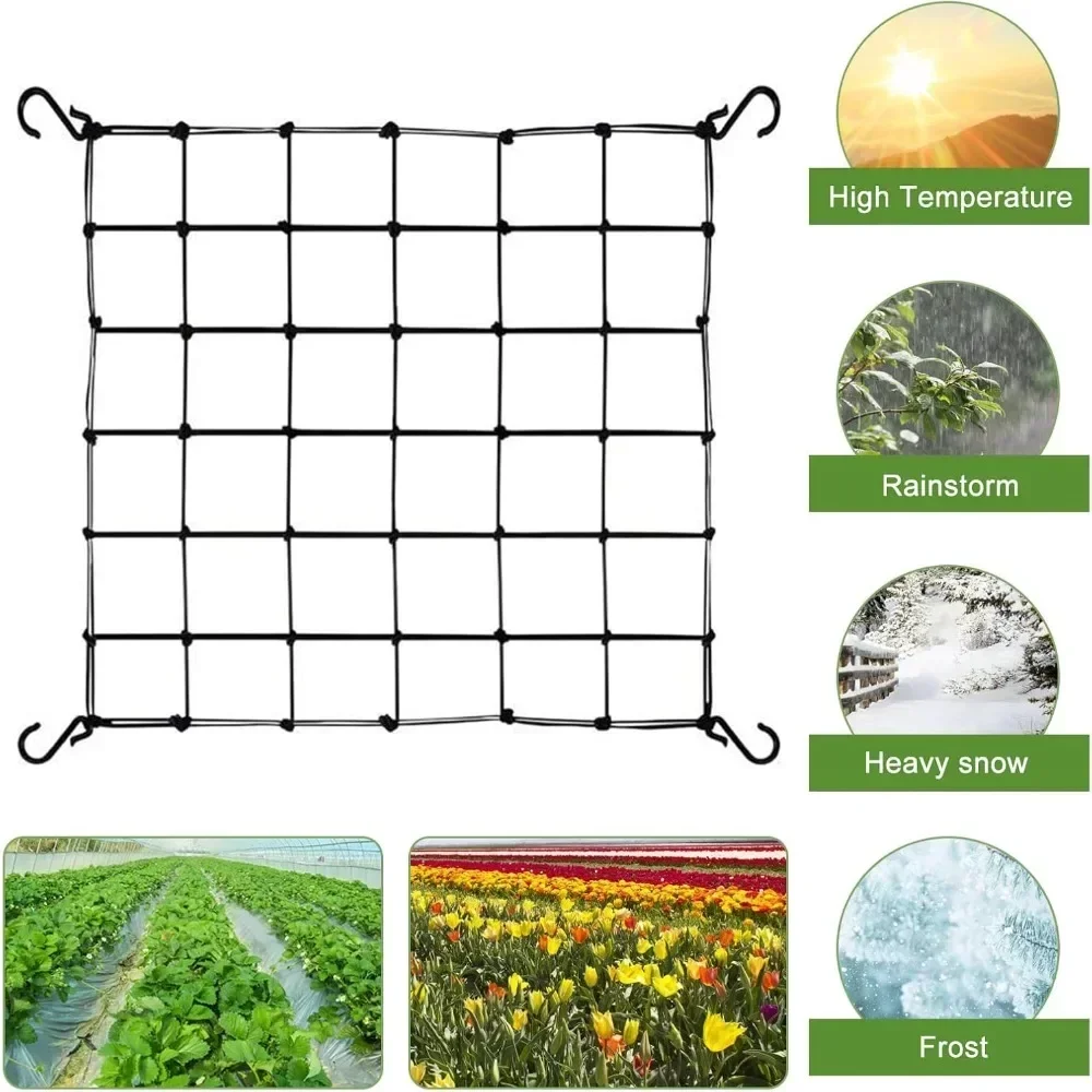 60x60cm, Ranknet for Climbing Plants, Ranknet Multifunction, Grow Net with 4 Hook, Grow Tent Net for Vegetable Fruits Flower