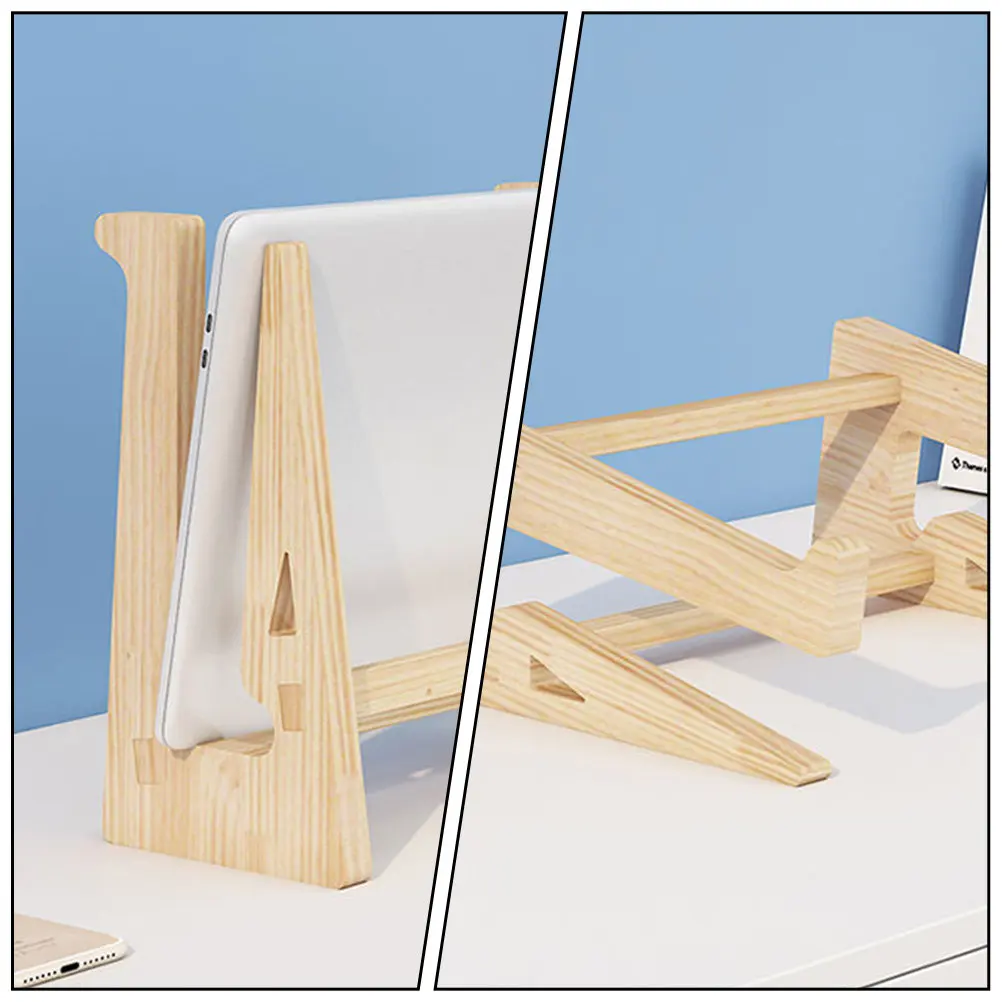 Wooden Laptop Stand Adjustable Ergonomic Desktop Bracket for Home Office Notebook Computer Workstation