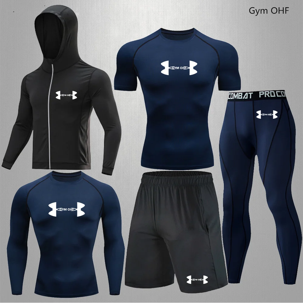 Tracksuit Men Sweat Suit High Quality Men\'s Sets Gym Running Clothes Quick Dry Compression T Shirt Men Sportsuits Rashguard MMA