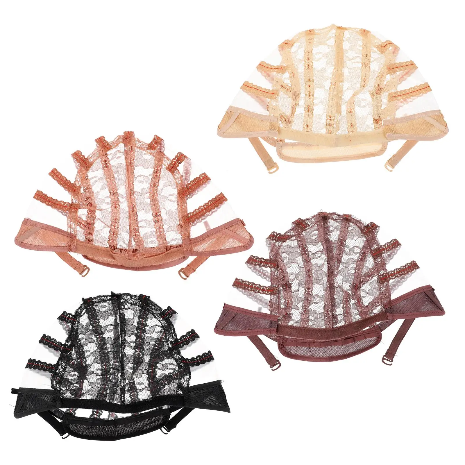

4Pcs Lace Caps Elastic Mesh Women Hairdressing Accessories Adjustable Size Comfortable Breathable Practical Durable Fashion