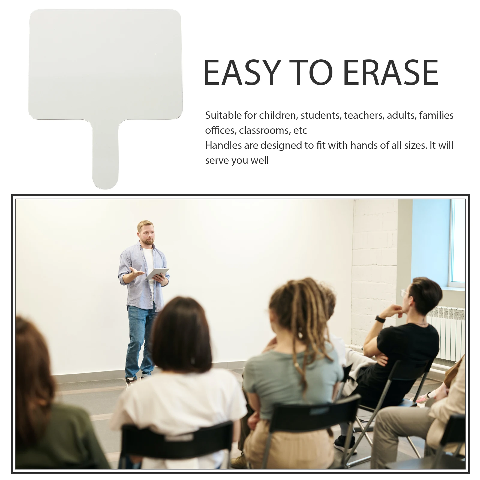 Double Sided Handheld Whiteboard Blank Writing Board for Classroom Student Answer Paddle Kids Reusable Dry Erase Auction Paddles