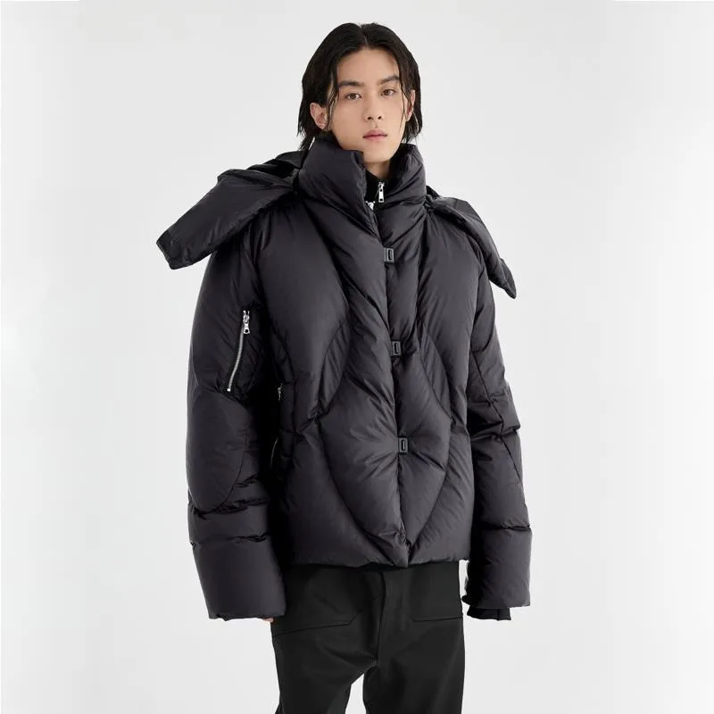 HKSH Autumn Winter New Man Trend Deconstructed Design Windproof Warm Down Jacket Loose Casual Hat Detachable Padded Coat HK13058