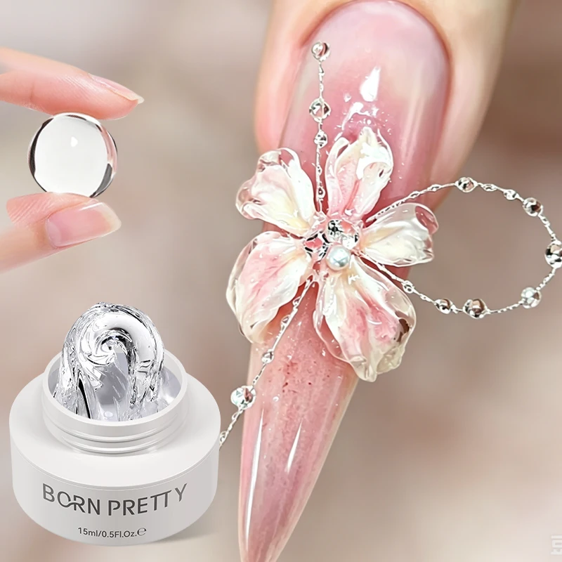 BORN PRETTY 15 ml klares, antihaftbeschichtetes Handverlängerungsgel, 3D-Shaping, Sculpting, Carving Nail Art, festes Hartgel für künstliche Nägel