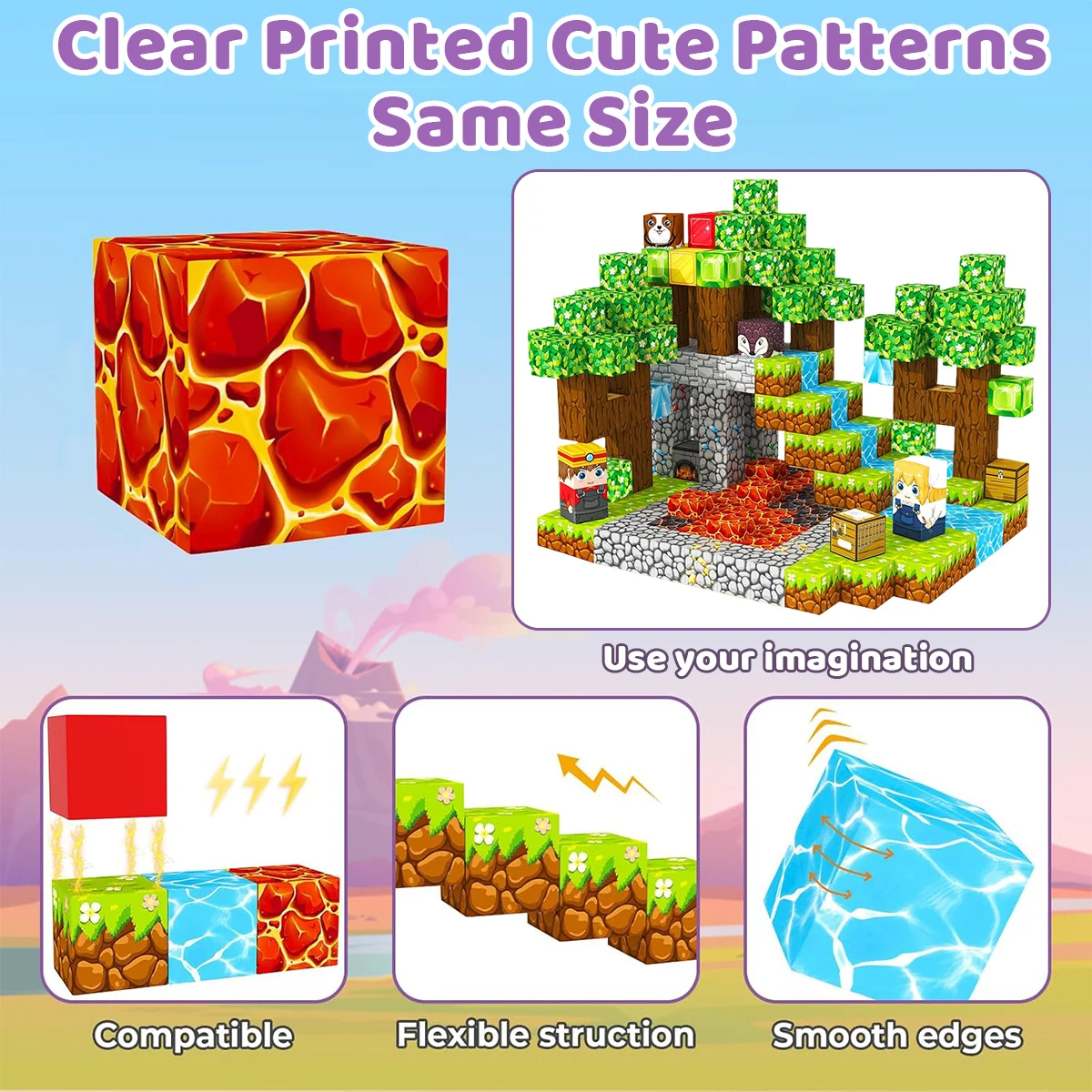 35PCS Magnetic Building Blocks Lava Treasure Hunt Set for Age 3+ DIY Model Children STEM Educational Sensory Toy With Iron Box