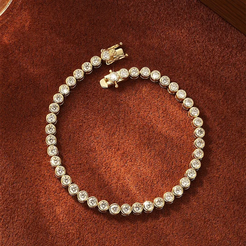 Rrjzz Brillantes 3mm D-Farbe Voll-Moissanit Bubble Bezel Set Damen Armband Labor-Imitationsdiamant Charm Tennis Armband Schmuck – Detail 2