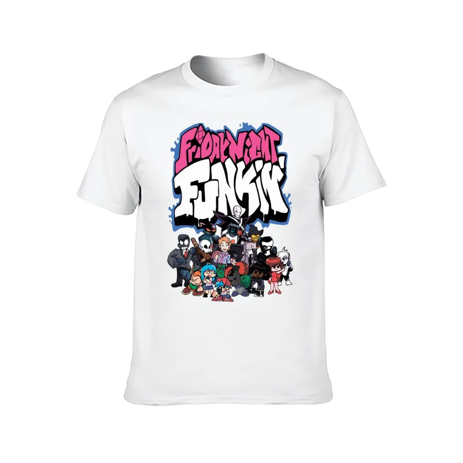شخصيات FNF + شخصيات Mod تي شيرت قطني تي شيرت عالي الجودة مضحك تي شيرت فكاهة داكنة تي شيرت