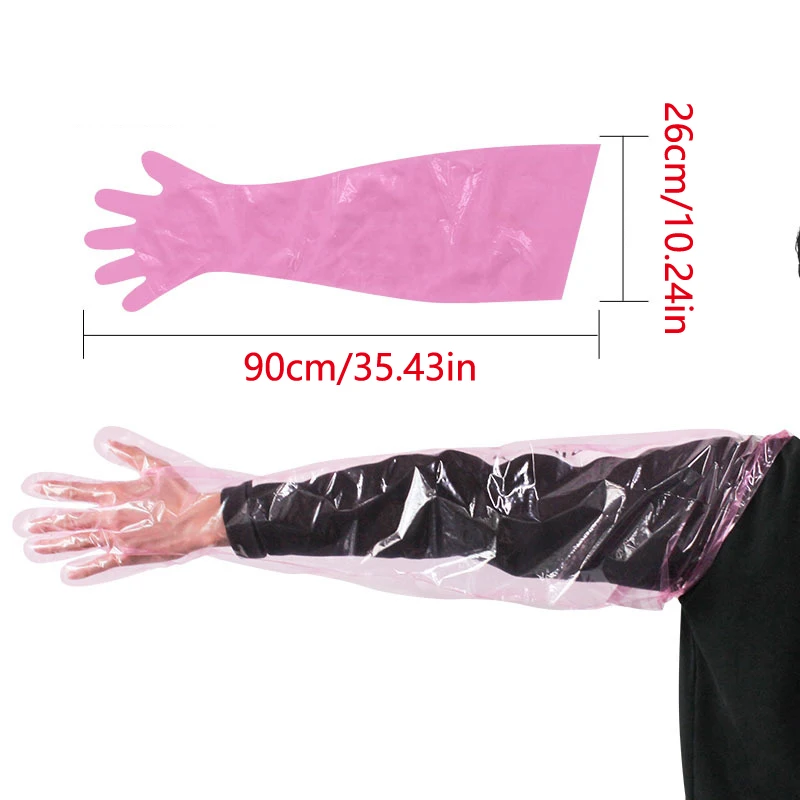 50Pcs Disposable Long Arm Glove Sturdy Non-toxic Farm Glove Veterinary Examination Multifunctional Disposable Gloves