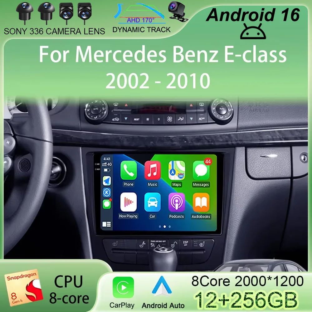 

Автомагнитола Android 16 для Mercedes-Benz E-класса W211 E200 E220 E300 E350 E240 CLS 2002-2010, мультимедийный плеер, Carplay, стереосистема, авто