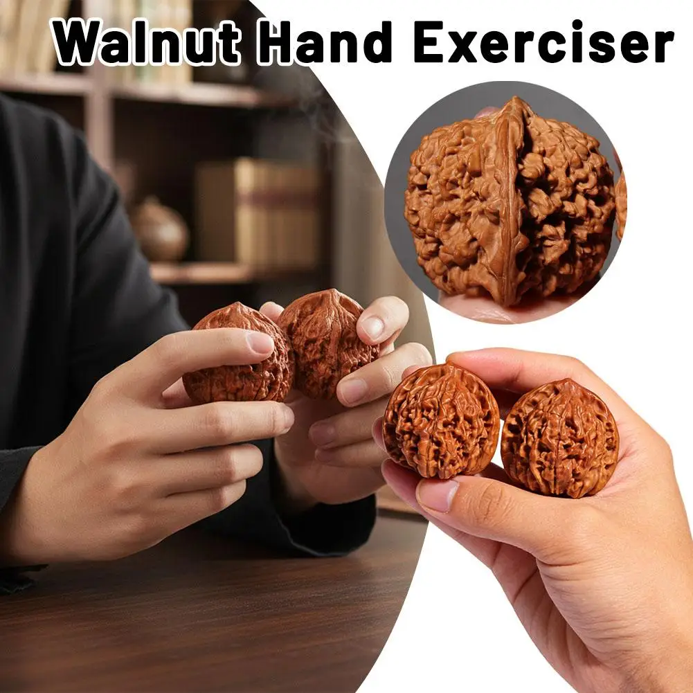 

Пара высокополированных орехов Вэньвань с узором Юн Кирин, официальная шапка с четырехъярусной головой льва, коллекционные декоративные подарки