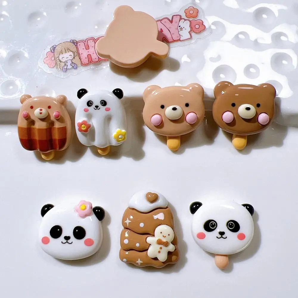 10 buah Resin kartun hewan Cabochon Scrapbooking kerajinan DIY rambut busur pusat aksesoris casing ponsel Dekorasi