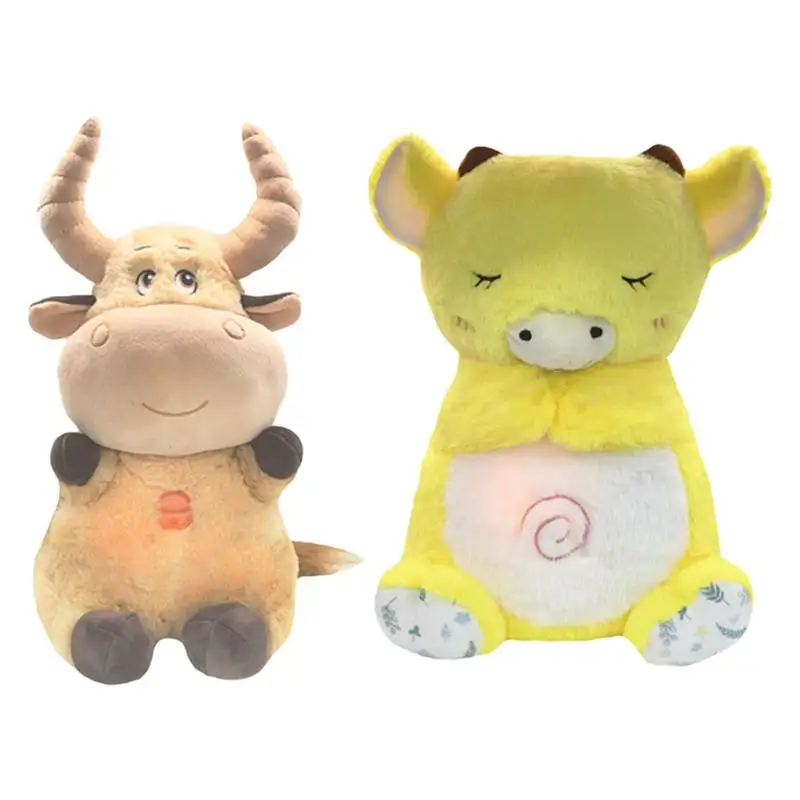 Light Up Cow Plush Lighting Up Kids Plush Soother Multi-Functional Animated Soothe Toy Lullaby Nightlight Plush For Boys Girls