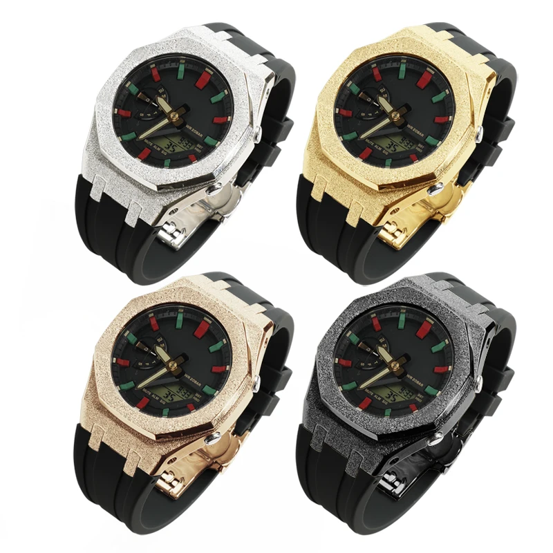 Stainless steel frosted watch modification accessories compatible with GA-2100 GM-2100 GMA-S2100 model.
