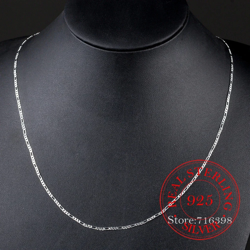 925 Sterling Silver 16/18/20/22/24/26/28/30 Inch 2mm Flat Sideways Chain Necklace For Women Man Fashion Wedding Party Jewelry