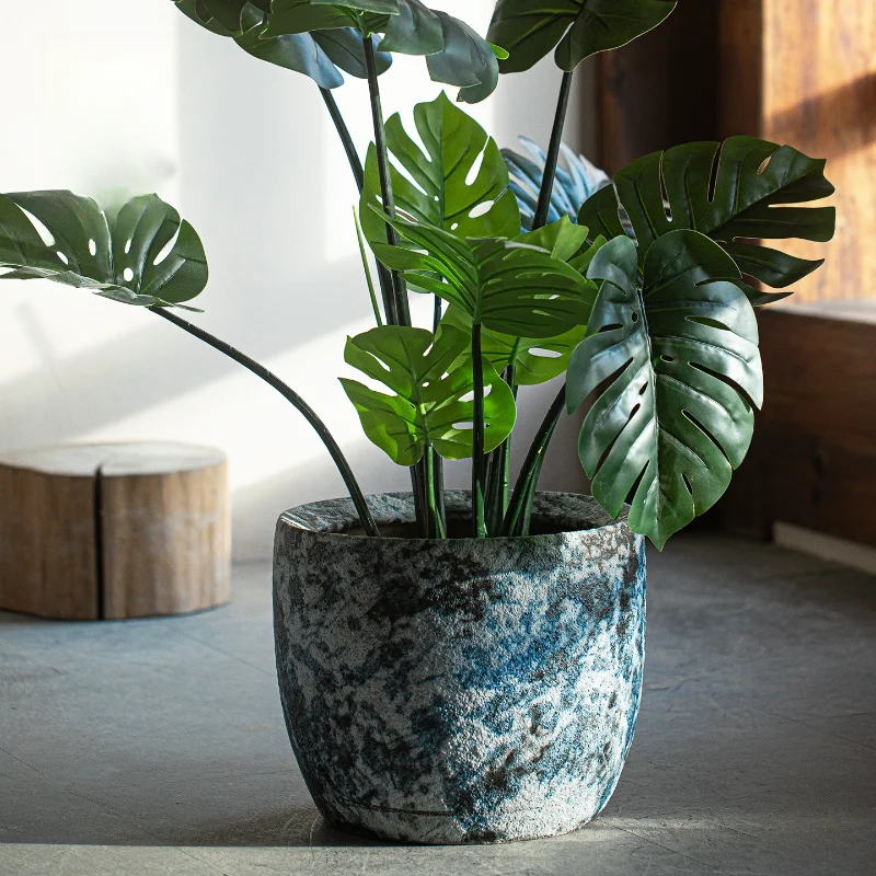 Wabi-maceta grande de cerámica de viento silencioso, maceta grande de suelo a techo para jardín al aire libre, maceta para plantar de gran diámetro, cama de flores, tortuga de bambú P