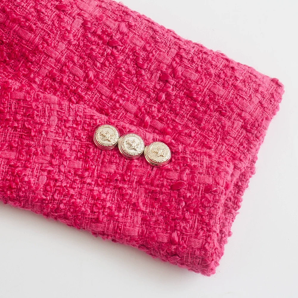 Strukturierter Anzug mit Revers, langen Ärmeln, zweireihige Knopftaschendekoration, vielseitige Anzugjacke für Damen im Frühling und Herbst