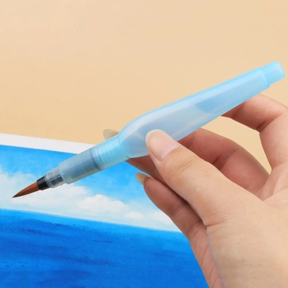3Pcs New Plastic Drawing Pen Set Blue Stationery Pointed Reservoir Brushes Easy to Use Water Color Brush