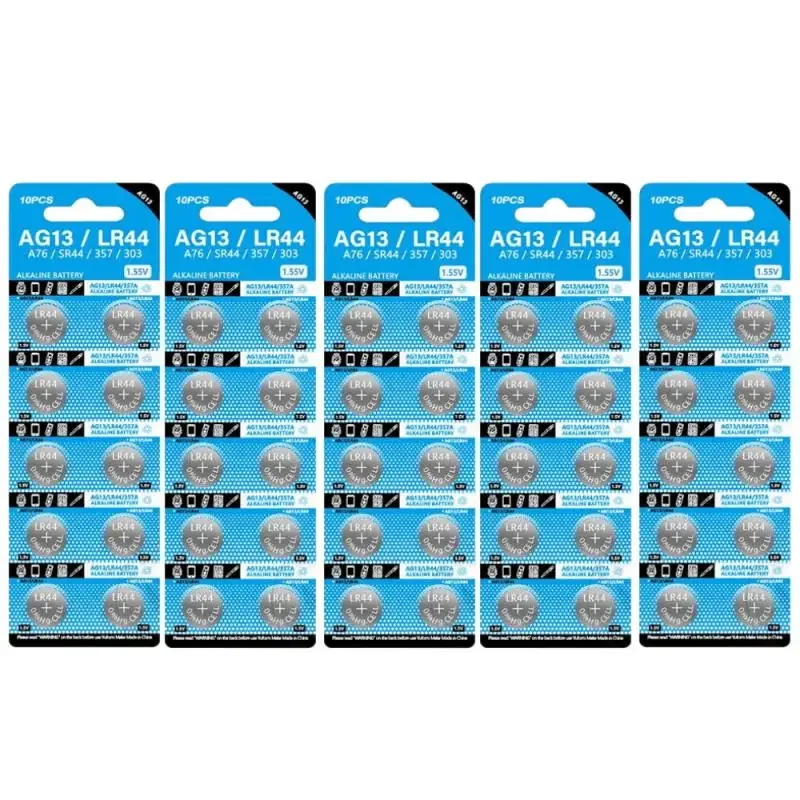 10/30/50PCS AG13 LR44 A76 Button Cell Coin Alkaline Battery 1.5V SR44SW Pila For Watches Toys No Mercury Lithium Battery Pack