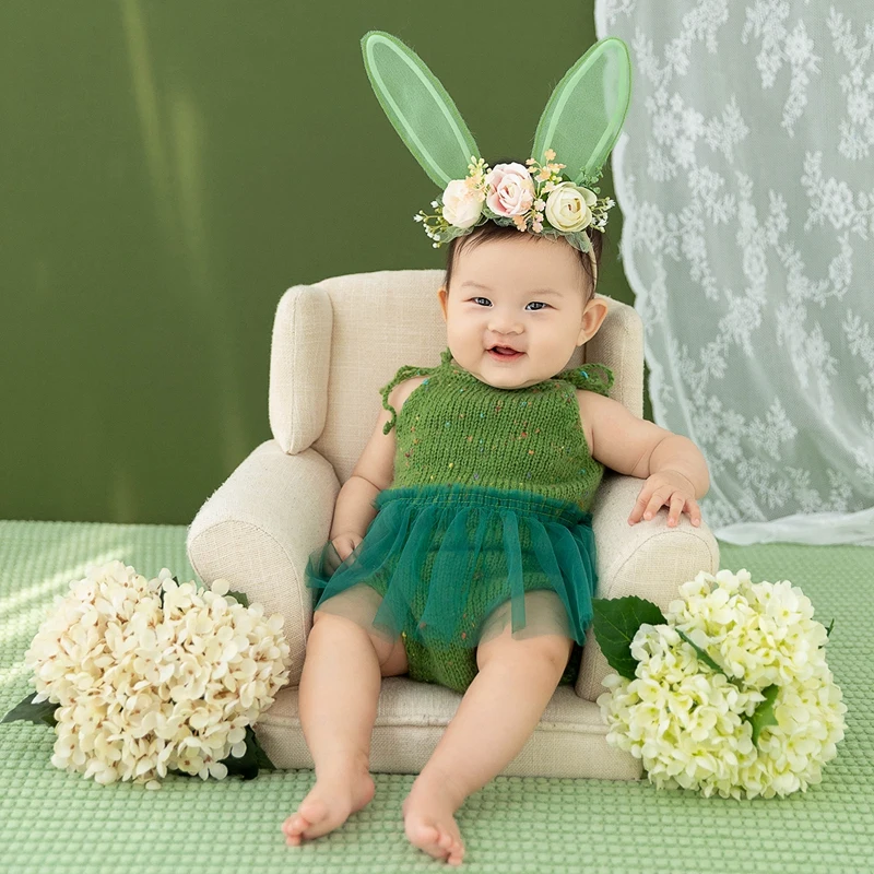 Newborn Photography Props Outfit Girl Spirit Knitted Skirt Romper Baby Photoshoot Custome Studio Fotografie Accessoires Clothing