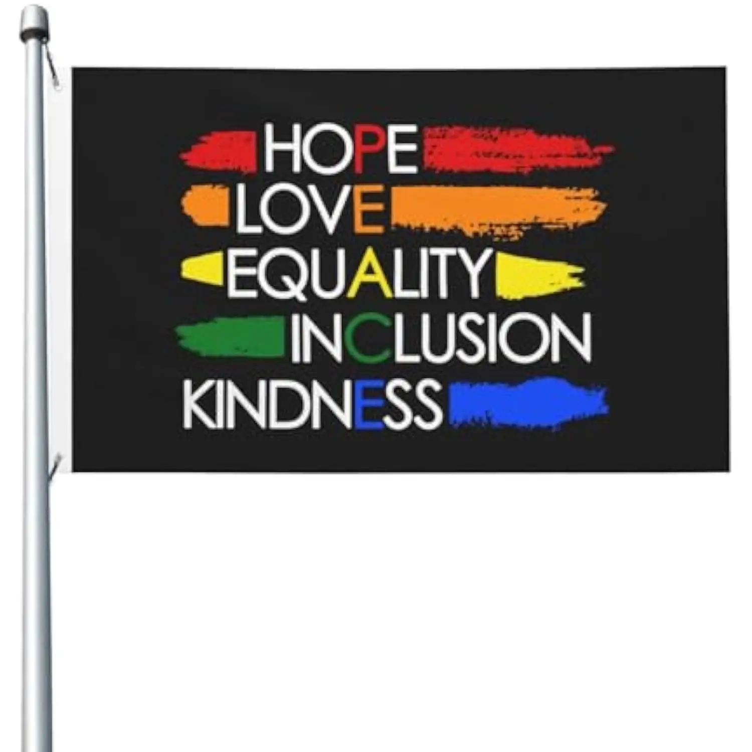 Hope Love Equality Inclusion Kindness Pride Flag 3x5FT 4x6FT Durable Fade Resistant Garden Courtyard Banner