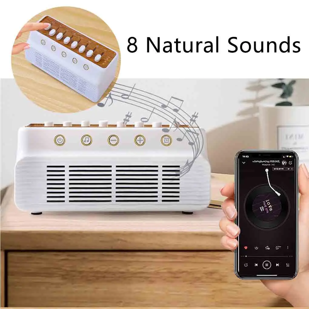 Детская машина для сна с белым шумом, инструмент для спальни, 8 натуральных звуков, беспроводной Bluetooth-совместимый динамик, портативная музыкальная шкатулка